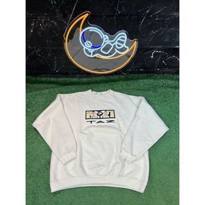 Vintage Looney Tunes Taz Crewneck Sweatshirt Cream White Made in USA Adult Sz LG